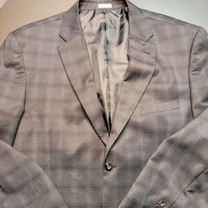 Stacy Adams Gold Mens Black Check Sport Coat Blazer 50L EXCELLENT